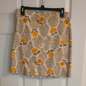 LOFT Cream and Yellow Floral Mini Skirt